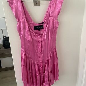 Vanessa Mooney THE ELISABETH ROMPER DRESS - hot pink satin size XS NWT